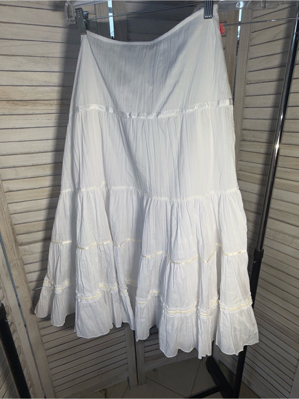 VTG Oilily White Tiered Maxi Skirt Cottagecore Y2K Boho Layered Ruffle Size 40 - Picture 5 of 6